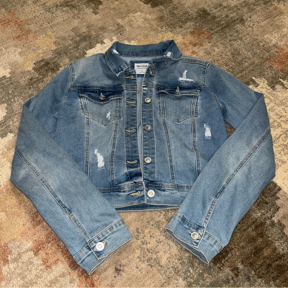 Wax Jean Collection light Blue Denim Jacket Long Sleeve Streetwear Size m
